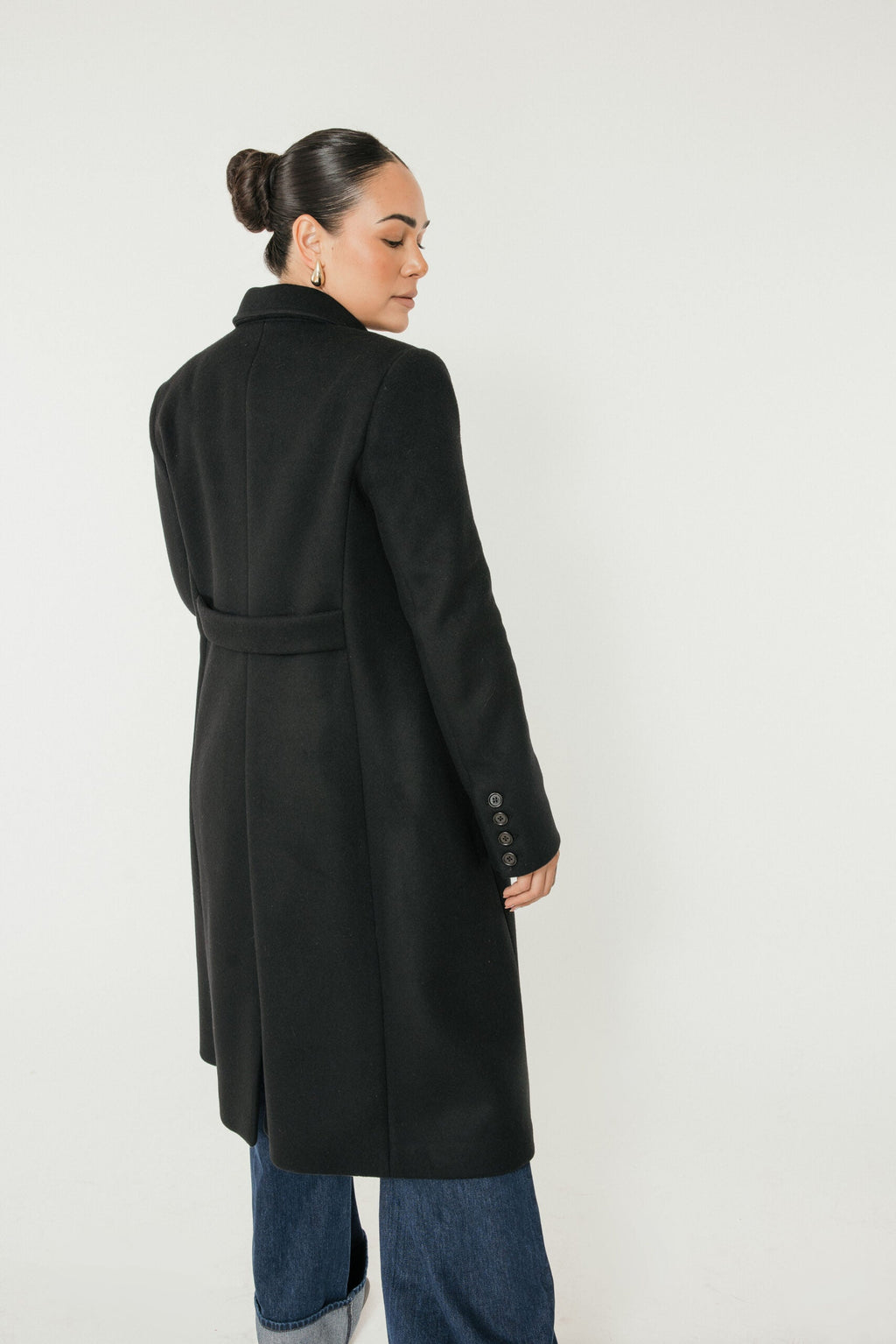 The Eleanor Longline Coat in Black Wool