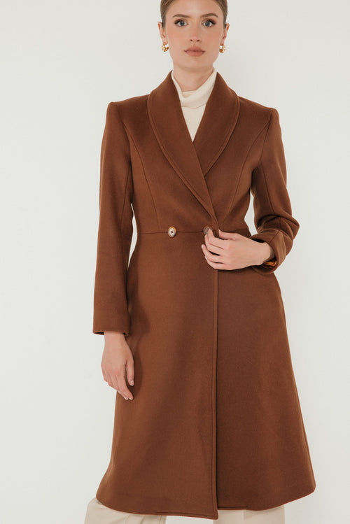 The Patrice Wool Coat in Chestnut