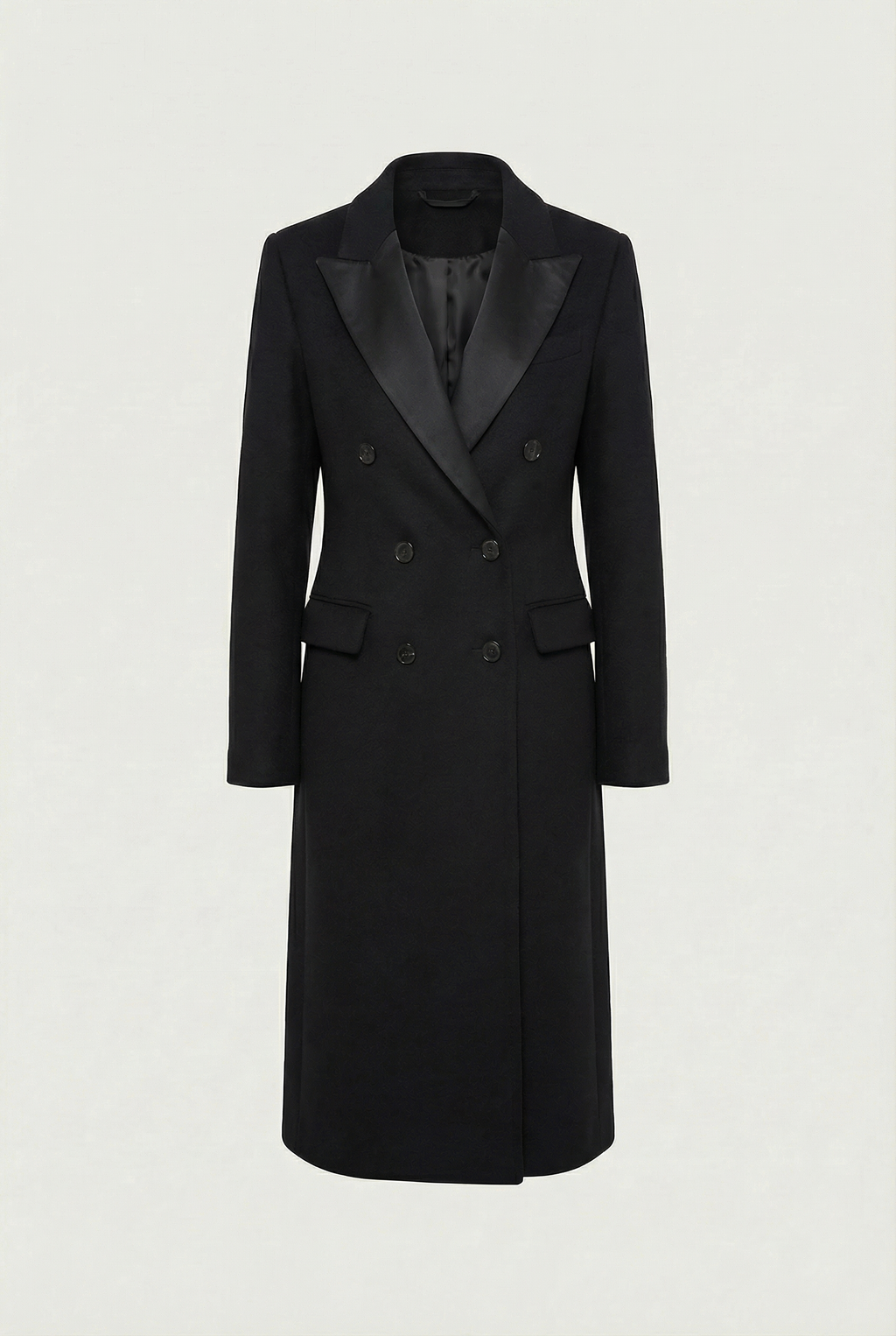 The Eleanor Longline Coat in Black Wool