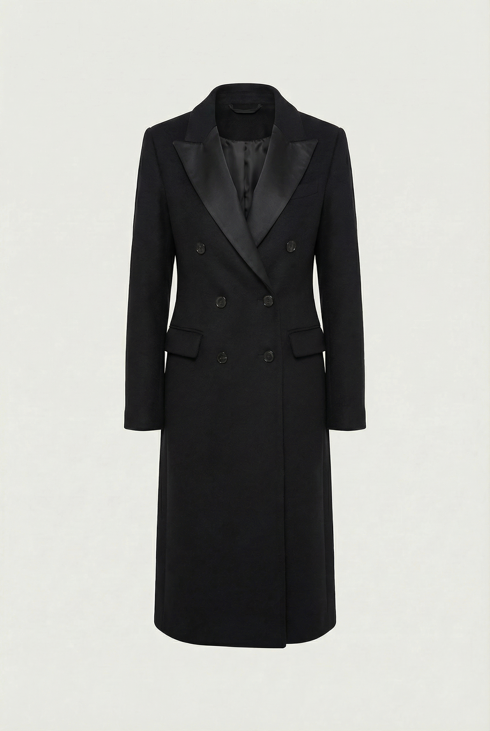 The Eleanor Longline Coat in Black Wool