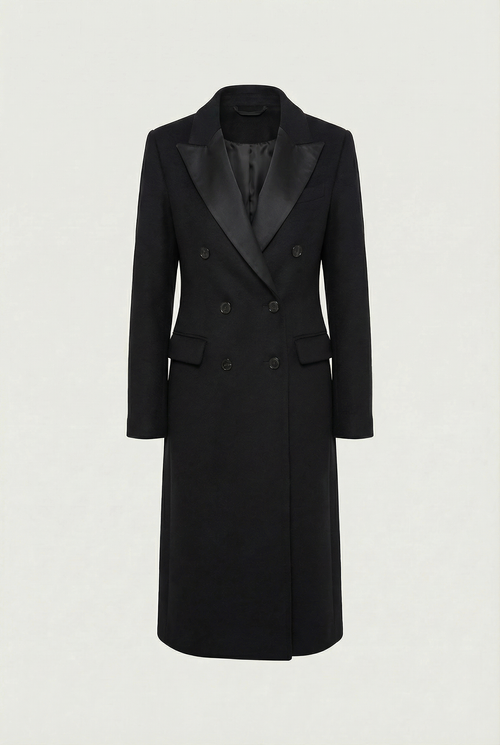 The Eleanor Longline Coat in Black Wool